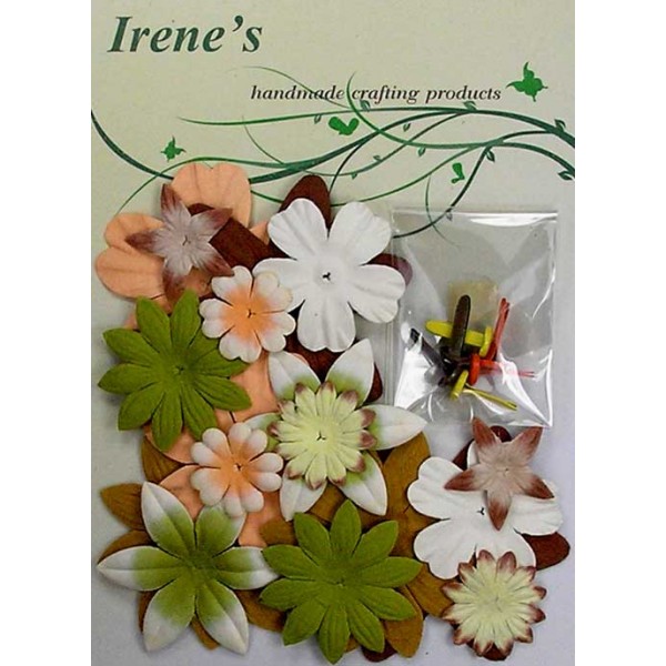 Набор "Цветочки + брадс". Натуральные цвета.