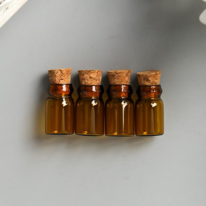 Бутылочка стеклянная тёмная с пробкой 1х1.8 см (873)