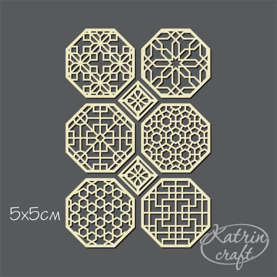 Чипборд Katrin craft "Фоновый А6 Плитка восьмиугольник №1" 5см