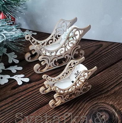 Заготовка из чипборда EasyBusyHobby "Рождественские сани (6 см)"