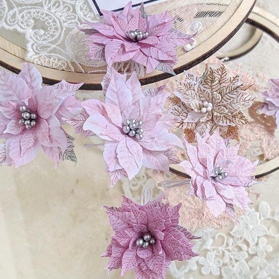 Набор тканевых цветов ArtBounty "Пуансеттии розово-сиреневые"