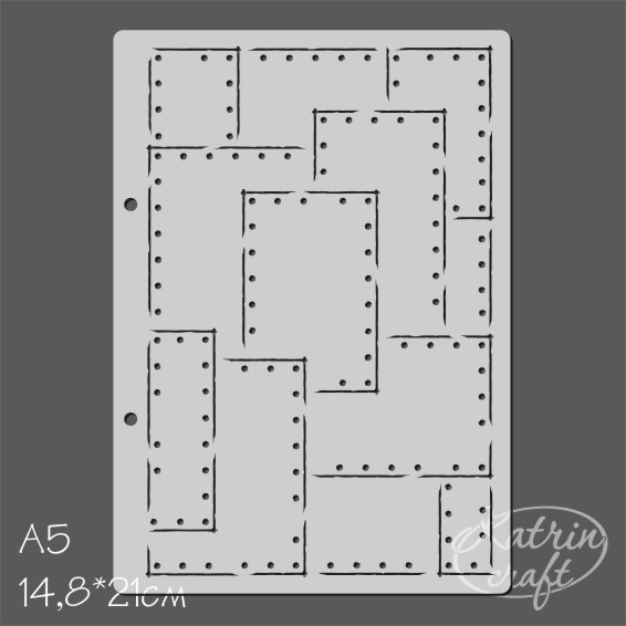 Трафарет Katrin craft А5 "Металлический лист с клепками большой"