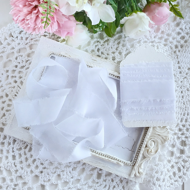 Лента "Искусственный шёлк" Белая СРЕДНЯЯ