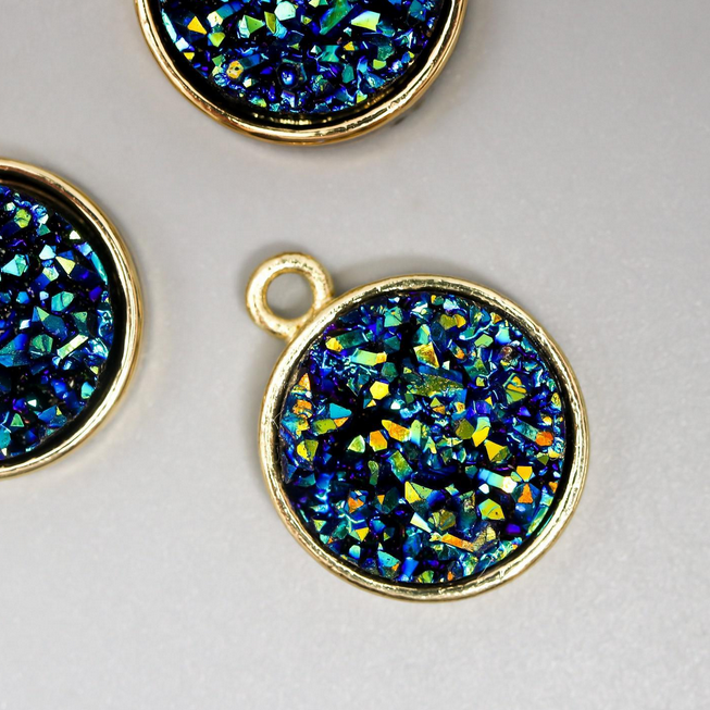 Подвеска металлическая "Кристаллы в круге" Ночное небо (334)