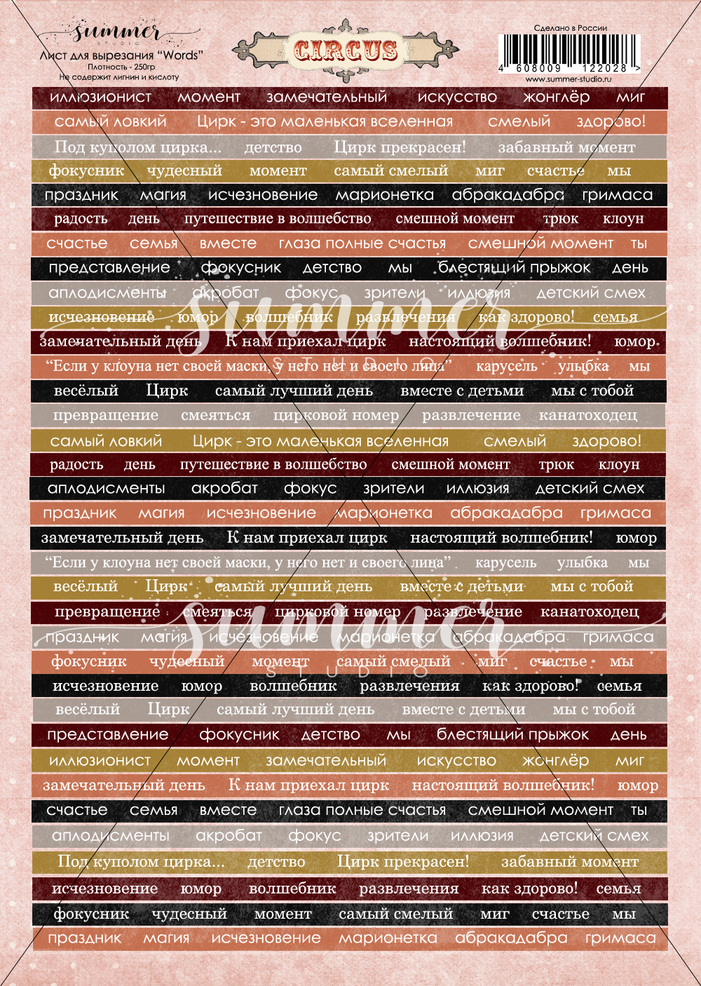 Бумага А4 Summer studio "Circus" Words (SMST163-2)