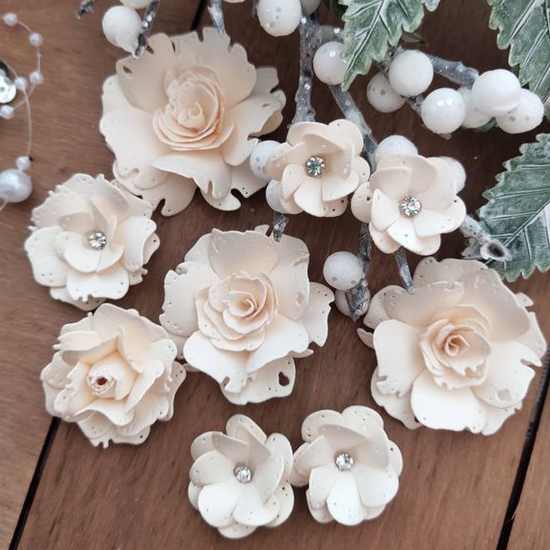 Набор бумажных цветов Соседские цветочки "Роза" кремовый