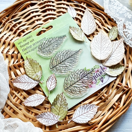 Набор штампов Agiart "Листики скелетированные"