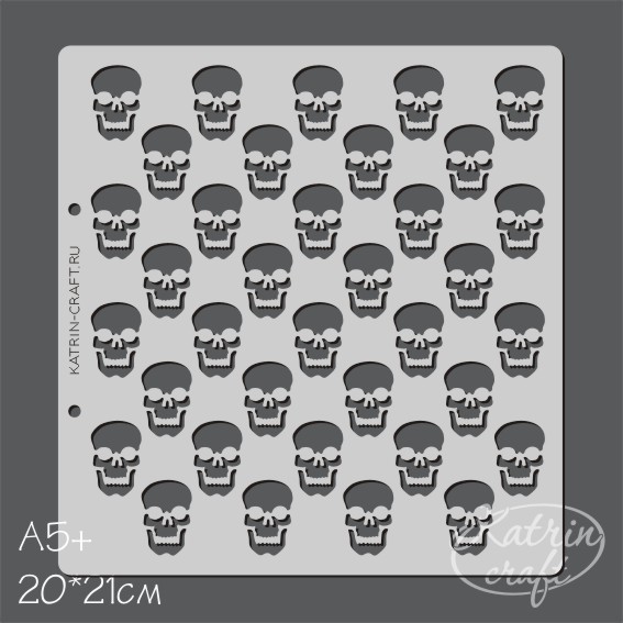 Трафарет Katrin craft 20 х 21 см "Черепа фоновый"
