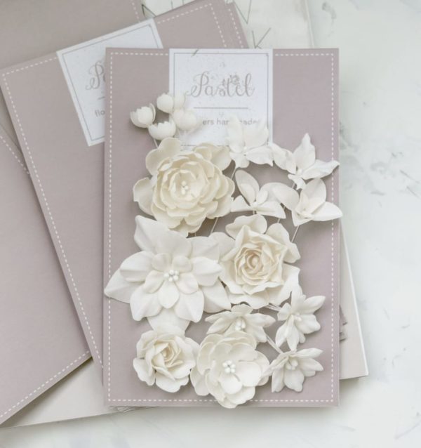 Набор тканевых цветов Pastel Flowers "Базовый микс" Бежевый