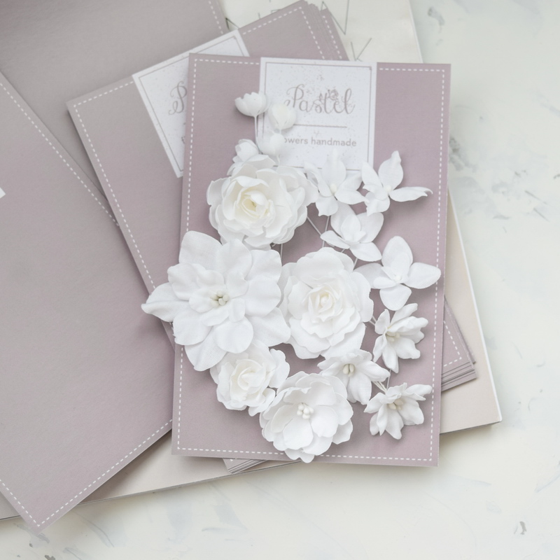 Набор тканевых цветов Pastel Flowers "Базовый микс" Белый