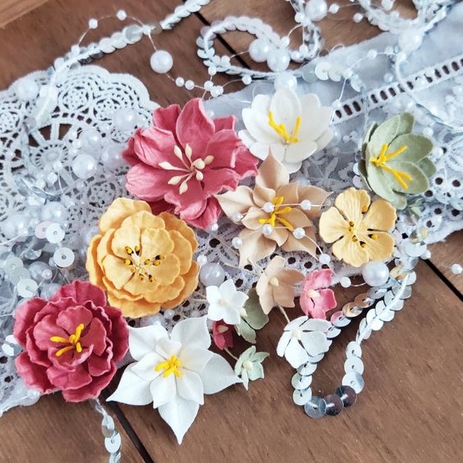 Набор цветов из тутовой бумаги Соседские цветочки "Farmhouse"