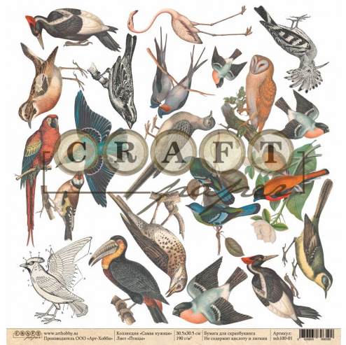 Бумага для скрапбукинга CraftPaper "Самая нужная" Птицы (CP253)