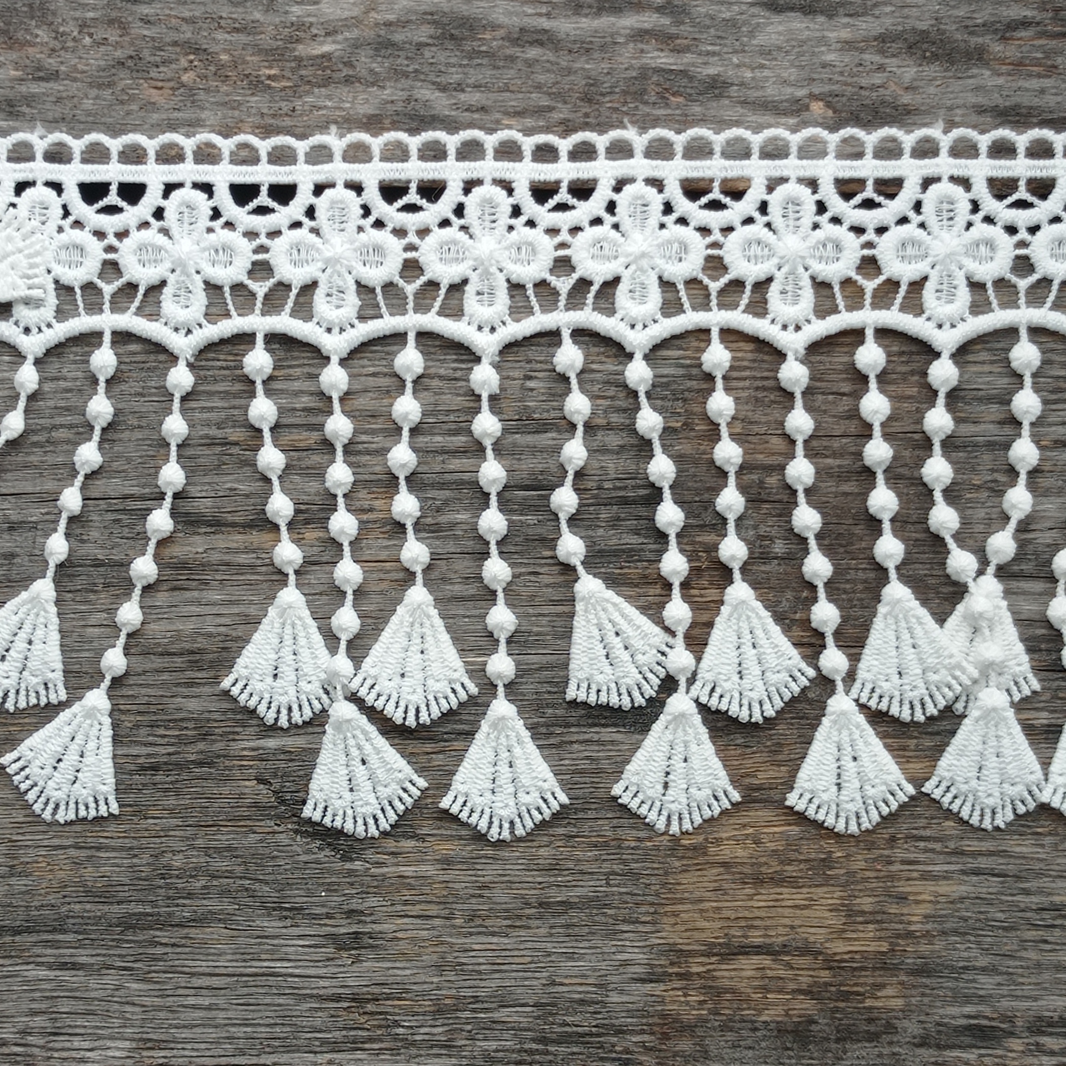 Кружево гипюрное 11см "Подвески-Веерочки" цвет белый