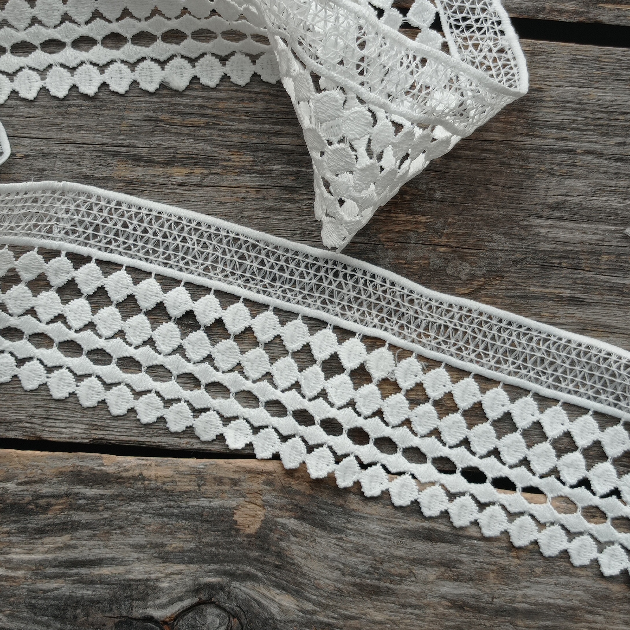 Кружево гипюрное 6,5см "Кружочки" цвет белый