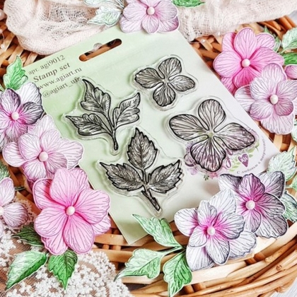 Набор штампов Agiart "Ботанические зарисовки: Гортензии "Мечта"