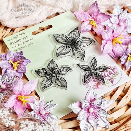 Набор штампов Agiart "Эльфийские цветы"