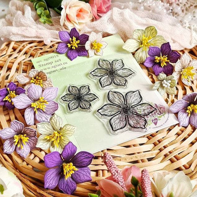 Набор штампов Agiart "Прекрасный клематис"