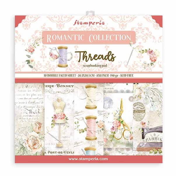 Набор бумаги 20 х 20 см Stamperia «Threads»