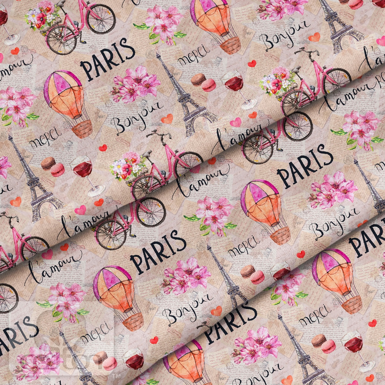 Отрез ткани 100 % хлопок-премиум, 80 х 50 см Париж