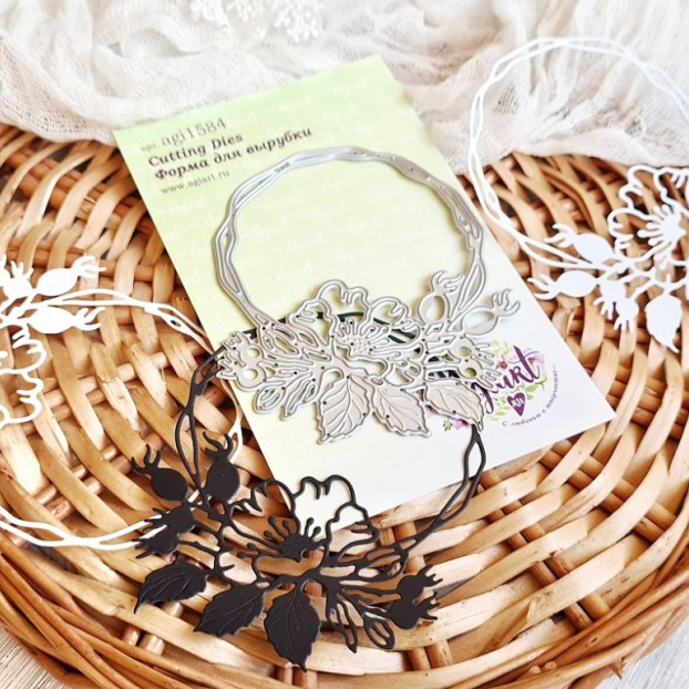 Нож для вырубки Agiart "Дикий шиповник в круглой рамке"