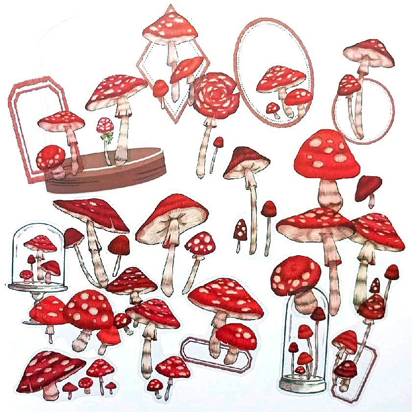 Ацетатные наклейки "Мухоморы в колбе"
