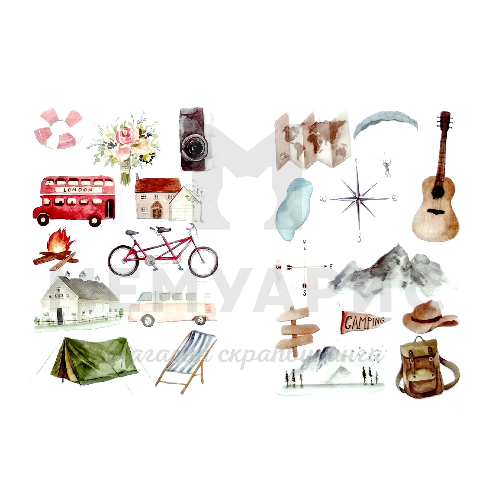 Натирки на прозрачной основе"Путешествие"