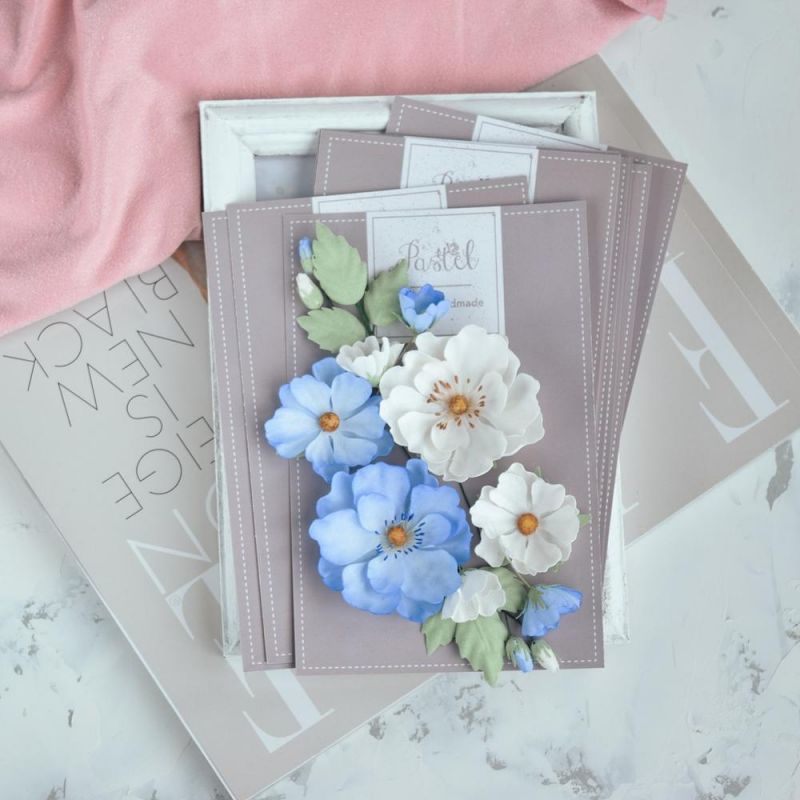 Набор тканевых цветов Pastel Flowers "Шиповник" Голубой