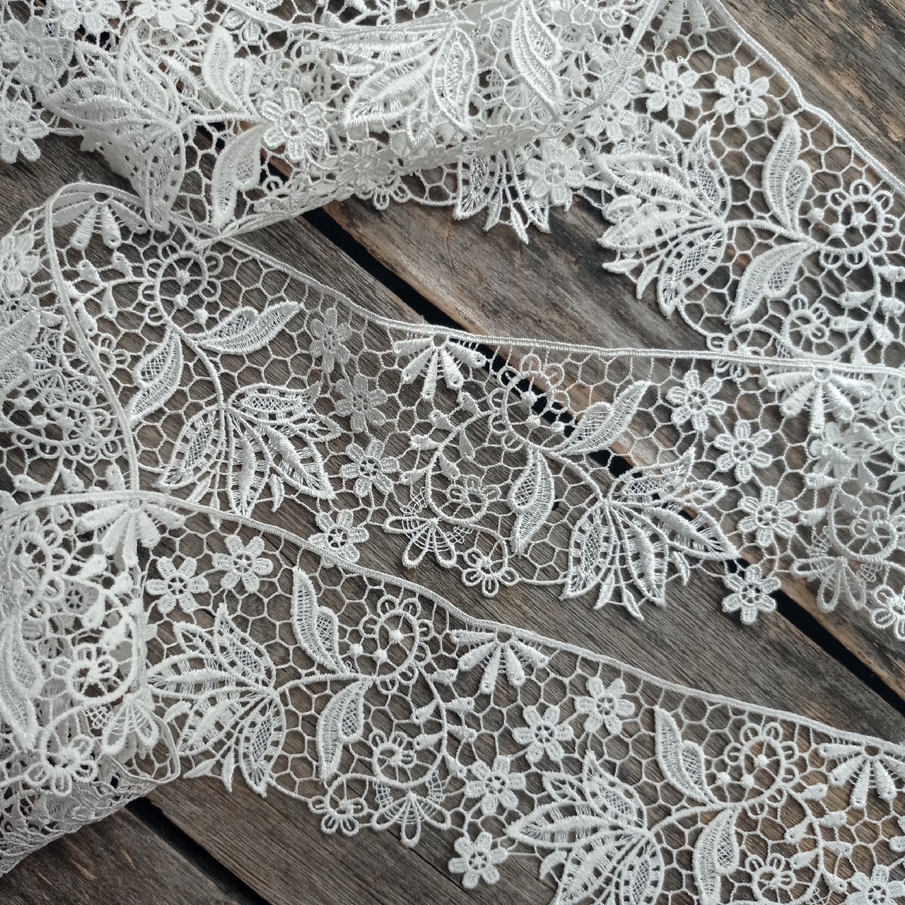 Кружево гипюрное 6,5 см "Аленький цветочек" цвет белый