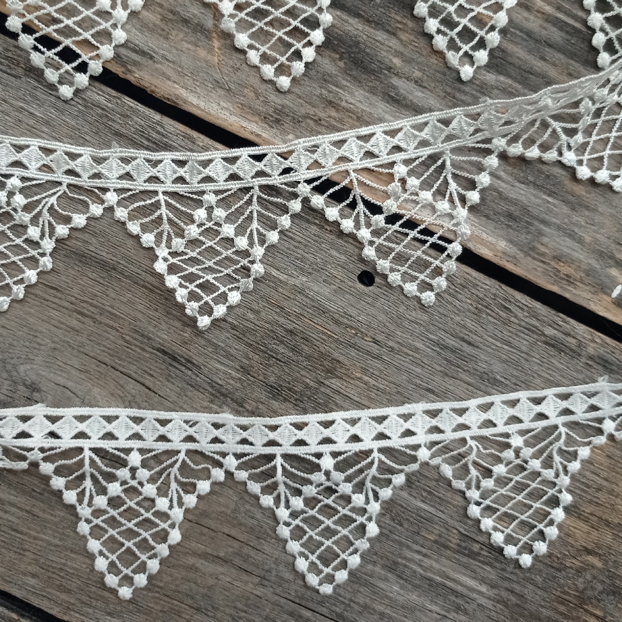 Кружево гипюрное 5,5 см "Три арки-сетки" цвет белый