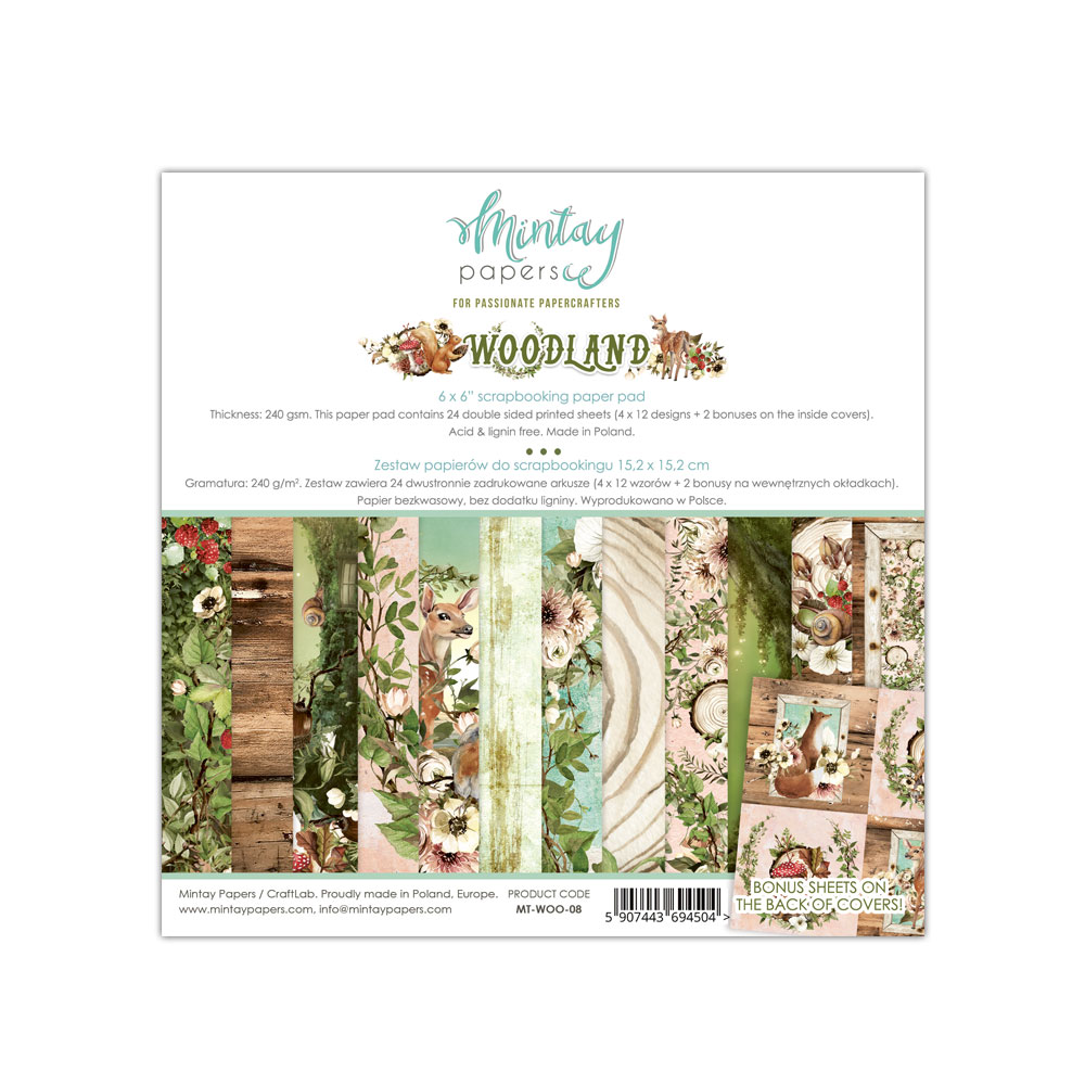 Набор бумаги 15х15см Mintay papers "Woodland"