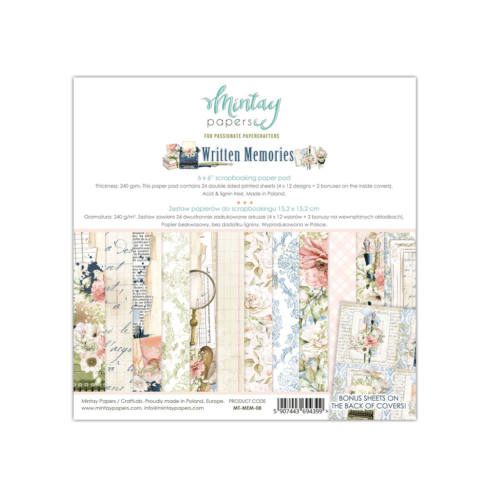 Набор бумаги 15х15см Mintay papers "Written Memories"