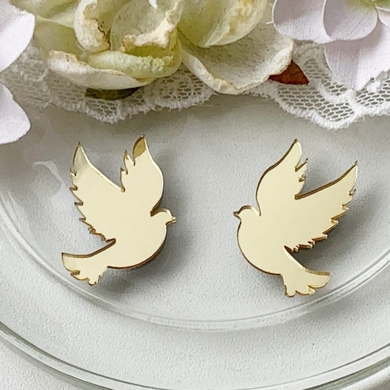 Декор из акрила "Голуби", цвет золотой