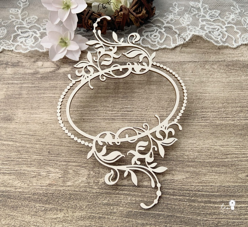 Чипборд LeoMAMMY "Рамка винтажная с жемчужинками №1"