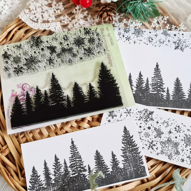 Набор фоновых штампов Agiart "Снежный лес"