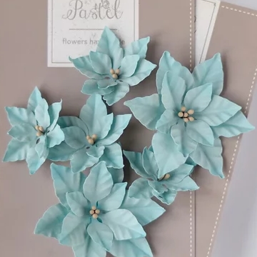 Набор тканевых цветов Pastel Flowers "Пуансетии", бирюзовые