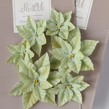 Набор тканевых цветов Pastel Flowers "Пуансетии", зеленые