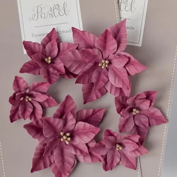 Набор тканевых цветов Pastel Flowers "Пуансетии", бордовые