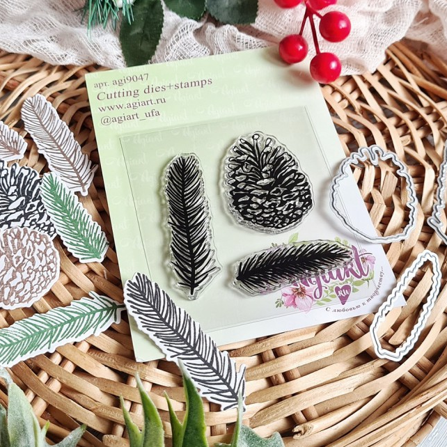 Набор ножей+штампы Agiart "Хвойный лес"