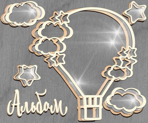 МЕГА Шейкер Фабрика Декору "Рамка - воздушный шар" 20 см