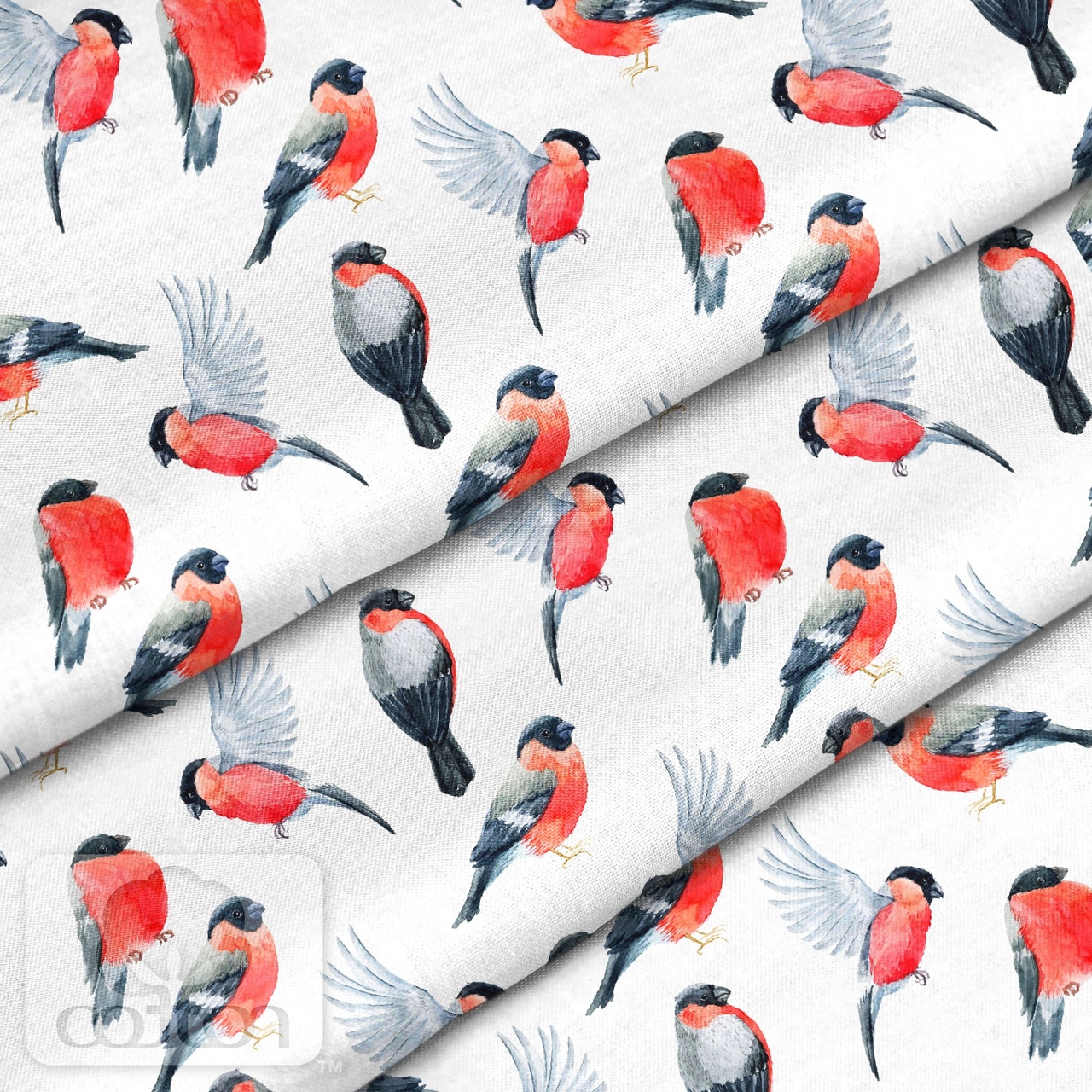 Отрез ткани 100 % хлопок-премиум 80 х 50 см Снегири