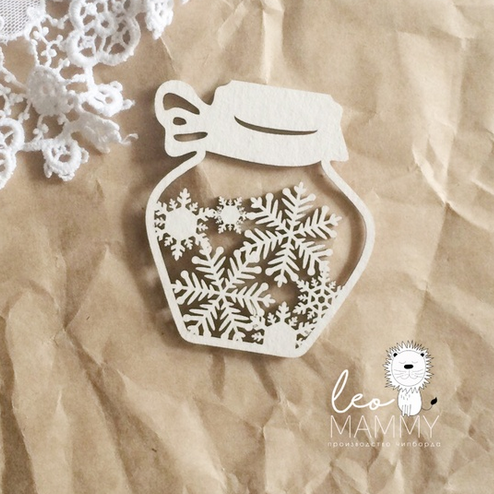 Чипборд LeoMAMMY "Баночка со снежинками"
