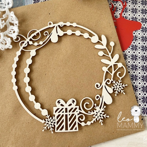 Чипборд LeoMAMMY "Рамочка жемчужная со снежинками"