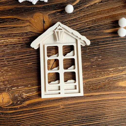 Чипборд LeoMAMMY "Окно с фонариком" Vintage winter