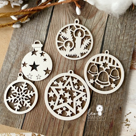 Чипборд LeoMAMMY "Набор новогодних шариков 5 шт"