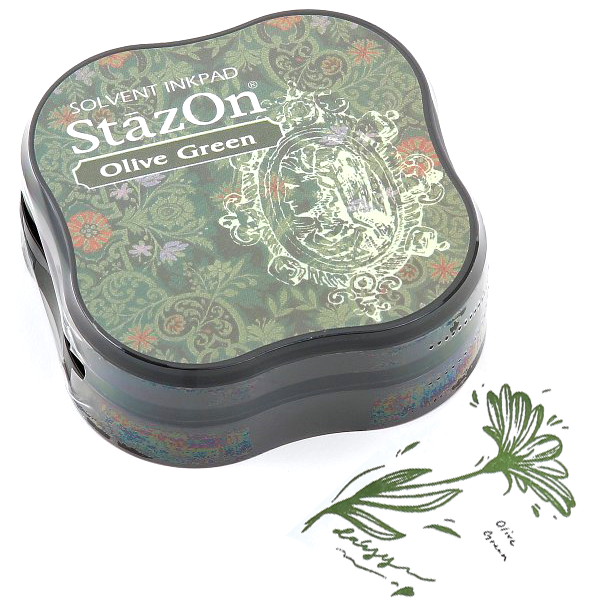 Штемпельная подушечка "StazOn" Olive Green миди упаковка Цвет оливковый зелёный