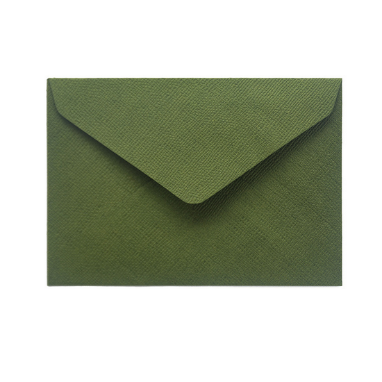 Конверт 11х16 см из бумаги с фактурой грубого льна ОЛИВКА