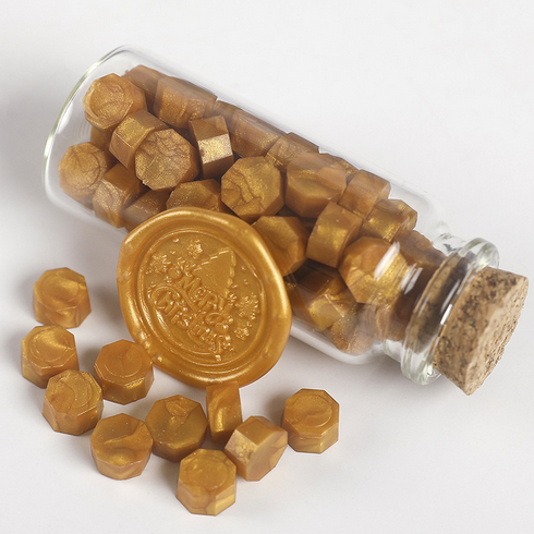 Сургуч восьмигранник в стеклянной бутылочке ЯНТАРНОЕ ЗОЛОТО 15гр