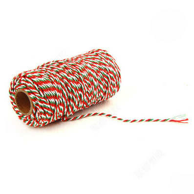 Шнур двухцветный 2 мм, Цвет красный/зелёный/белый