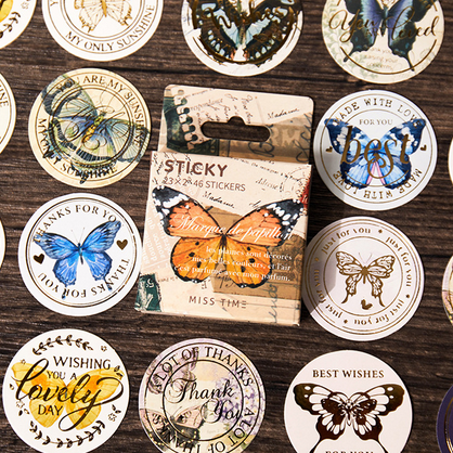 Наклейки в коробочке оттиски штампов "Бабочки" с золотым фольгированием