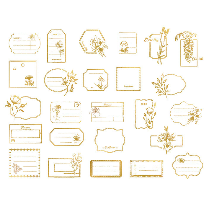 Вырубные элементы из кальки на клеевой основе "Золотой журналинг"